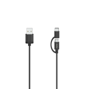 HAMA kabel Micro-USB, 2 u 1, s adapterom za USB-C, USB 2.0, 0,75 m