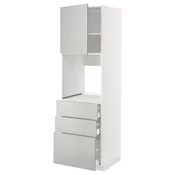 METOD / MAXIMERA Vis.el.pecn. s vratima/3 fioke, bela/Havstorp svetlosiva, 60x60x200 cm
