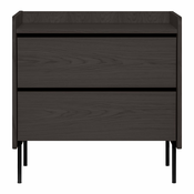 Črna visoka komoda v hrastovem dekorju 80x82 cm Wrap – Bonami Selection