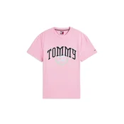 Tommy Jeans Majica Varsity svetlo siva / roza / črna