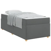 Vidaxl Konstrukcija postelje z vzmetnico Temno siva 90 x 200 cm blago