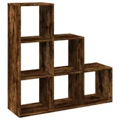 Vidaxl Pregrada s knjižno omaro 3-nadstropna dimljen hrast 99x29x99 cm