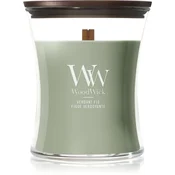Woodwick Verdant Fig dišeča sveča z lesenim stenjem 275 g