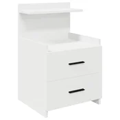 vidaXL vidaXL Nočna omarica z 2 predaloma bela 40x36,5x62 cm, (5000298610)