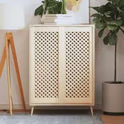Vidaxl Vrata za omarico z mrežico 2 kosa 39,5x99 cm trdna borovina
