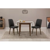 Hanah Home Set Trpezarijski sto i 2 trpezarijske stolice Vina 1053, Orah
