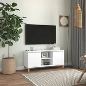 TV ormaric s nogama od masivnog drva bijeli 103,5 x 35 x 50 cm