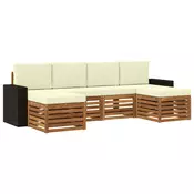 Setovi sofa 6 pcs Prirodna i krem Cvrsto drvo akacije