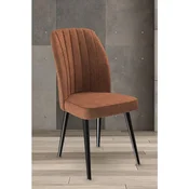 Hanah Home set trpezarijskih stolica Platinum 6 kom, terakota tkanina Jerry, crne metalne noge