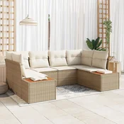 Sjedeća garnitura za vrt 6 kom. Bež poliratan 234 x 154 x 69 cm