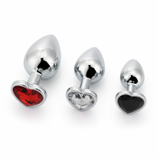 Brutus 3 Size Alu Plug Set with Colored Heart Shaped Stone