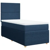 Vidaxl Box spring postelja z vzmetnico modra 90x190 cm blago