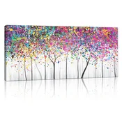 Nikcorp Slika na platnu abstraktno drevo Barvne barve digitalni tisk HD 120 x 50 cm Canvas na lesenem ogrodju potiskane stranice 3D za dnevno sobo spalnico pisarno