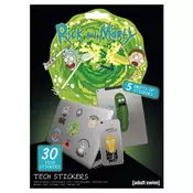 Pyramid International Tehnične nalepke Rick in Morty Adventures Tech, komplet 30 nalepk za prenosnike, mobilne telefone in tablice - uradno blago, (20883598)