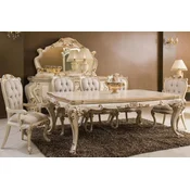 Casa Padrino luxury baroque dining room set cream/gold - 1 Baroque Dining Table & 6 Baroque Dining Chairs - Baroque dining room furniture - Luxury furniture in the baroque style
