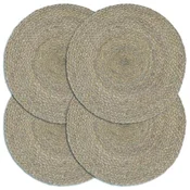 Vidaxl Pogrinjki 4 kosi sivi 38 cm okrogli iz jute