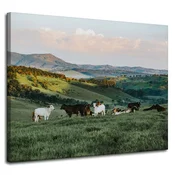 shumee Platno s potiskom Narava Pašnik in krave 100x80