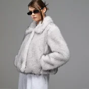 Cropp - Plašč iz umetnega krzna - light grey