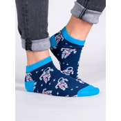 Yoclub Unisexs Ankle Funny Cotton Socks Patterns Colours SKS-0086U-A500 Navy Blue