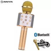 MANTA MIC10 karaoke mikrofon + zvočnik, Bluetooth, USB, microSD, vgrajena baterija, zlat (gold)