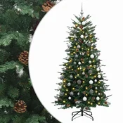 Vidaxl Umjetno božično drevo z okrasnimi kroglami 240 cm 300 LED