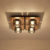 Lucande LED-stropna svetilka Eiko, 42 cm, oreh/dimno siva, steklo - Dnevna soba/jedilnica - Sodobni - Temno leseno, dimno sivo - Plastika