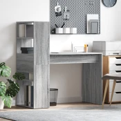 vidaXL Miza s shranjevanjem Siva sonoma 113x54x120 cm Inženirski les