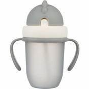 CANPOL Šolja za bebe sa silikonskom Flip-top slamcicom 210 ml siva