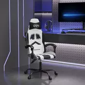 Vidaxl vidaXL Vrtljiv igralni stol, črno-bel, umetno usnje
