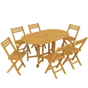 Homestar Vrtna garnitura 7-delna zložljiva miza z 6 zložljivimi stoli 150x90x74 cm naravna