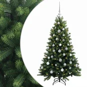 Vidaxl Umjetno božično drevo z okrasnimi kroglami 120 cm 150 LED