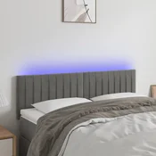 Vidaxl vidaXL Vzglavje postelje z LED svetlo sivo 144x5x78/88 cm žamet