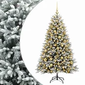 Vidaxl Umjetno božično drevo z okrasnimi kroglami 210 cm 300 LED
