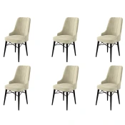 Hanah Home Set 6 trpezarijskih stolica Pare Krem-Crni