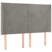 Vidaxl Vzglavje z ušesi svetlo sivo 147x16x118/128 cm žamet
