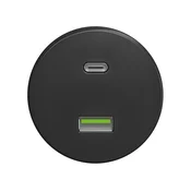 Reblig - Retro antracitna USB vtičnica A+C brez okvirja