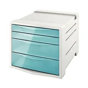 Predalnik za dokumente, plastika, 4 predali, ESSELTE Colour`Breeze, prozorno modra