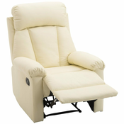 HOMCOM Fotelj Classic Relax z nagibnim naslonom in počivalnikom za noge, kremasta barva