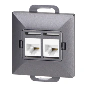 Dvostruka uticnica tel-komp. RJ-45 Cat5 Perla, RJ45-5CAT/P2, antracit