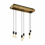 EGLO Viseca lampa WOOTTON 6xE27 81 cm crna/drvo 43592