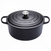 Okrogla posoda Signature z jeklenim gumbom 28 cm, črna