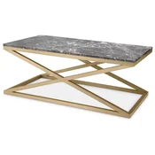 Casa Padrino luxury coffee table brass/gray 120 x 70 x H. 47 cm - Rectangular stainless steel living room table with marble top - Luxury living room furniture - Luxury living room furnishings