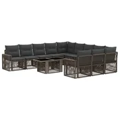 Sjedeća garnitura za vrt 12 kom. Siva i tamno siva poliratan 100 x 55 x 73 cm