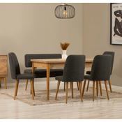 HANAH HOME Vina Atlantic Pine Anthracite set : sto , stolice i klupa