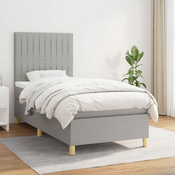 vidaXL Box spring postelja z vzmetnico svetlo siv 100x200 cm blago