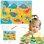 slomart Lesena sestavljanka LEAN TOYS, magneti, vrvica, dinozavri