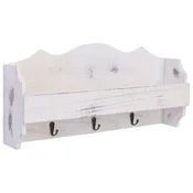 Vidaxl Stenski obešalnik za plašče bel 50x10x23 cm les