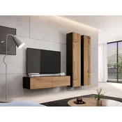 Set za dnevni boravak PK57, Boja: Crna + Wotan hrast