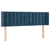 Vidaxl Vzglavje z ušesi temno modro 147x16x78/88 cm žamet