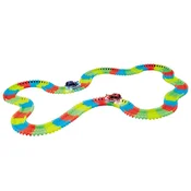 Alltoys Svetleča dirkalna steza v temi z LED-avtomobilčkom, 165 kosov